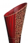 Preview: Originelle Bodenlampe aus Bambus und rotem Textil 150cm