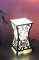 Preview: Effektvolle Tischlampe aus Metall und Textil schwarz, weiß 21 cm