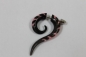 Preview: Fake Piercing Spirale Haken mit Koralle-Inlay rosa pink aus Horn mit Edelstahl-Schraubverschluss