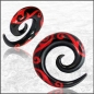 Preview: Expander Spirale mit Inlay-Motiv rot aus Horn 8mm - 10mm