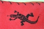 Preview: Exotische Tischlampe Leder mit Gecko-Motiv rot 30cm