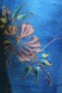 Preview: Edler Sarong blau mit Blütenmotiv bestickt 160 x 120 cm