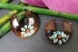 Preview: Holz-Creolen Blüten blau 2,5cm