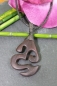 Preview: Holzkette mit Anhänger Tribal, Lederband, ca. 27cm