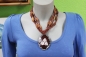 Preview: Muschelkette mit Perlmutt-Anhänger, Holz- und Zierperlen, braun 29 cm