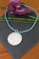 Preview: Muschelkette mit Anhänger und Zierperlen, hellblau 28 cm
