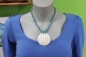 Preview: Muschelkette mit Anhänger und Zierperlen, hellblau 28 cm
