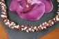 Preview: Kette aus Ziersteinen, weiß, braun, 39 cm