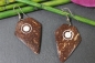 Preview: Holz-Ohrringe Ohrhänger aus Kokosnuss-Schale mit Ziermotiv 40mm