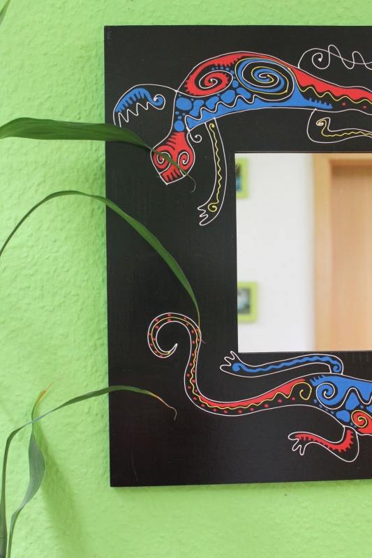 Exotischer Wandspiegel "Gecko" 40cm x 40cm