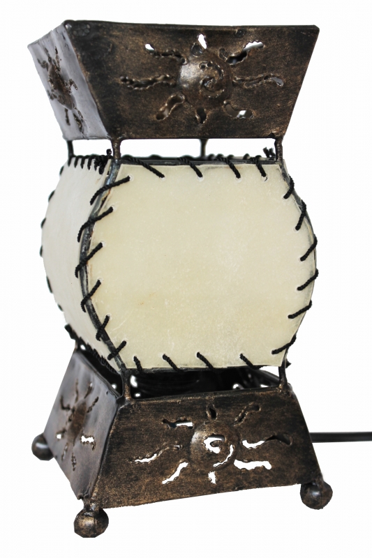 Originelle Tischleuchte "Leder & Metall" natur 30cm