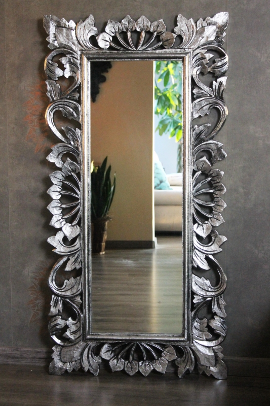 Barockspiegel Wandspiegel Repro ANTIK BAROCK Schwarz Silber Dualcolor 50X76 cm 