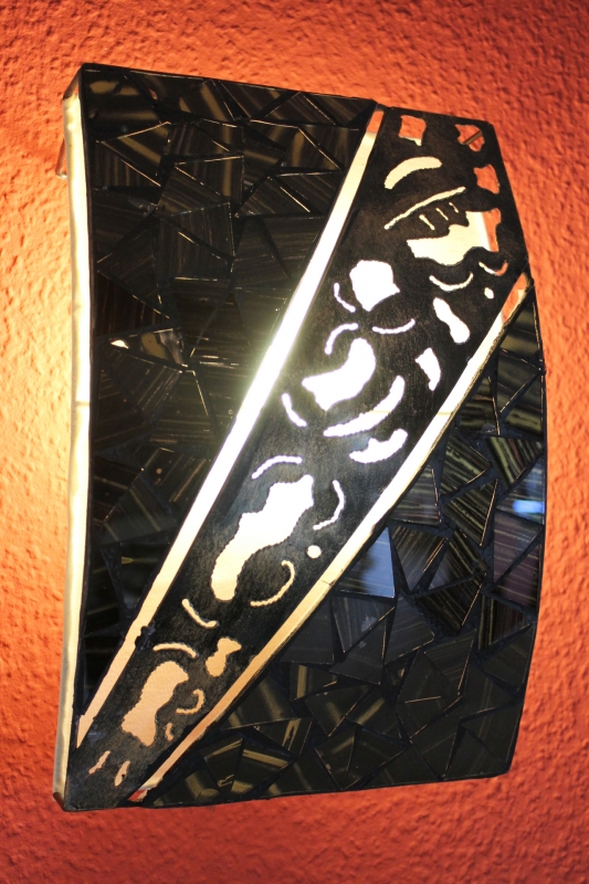 Originelle Wandlampe aus Metall, Mosaikglas und Textil 35 cm
