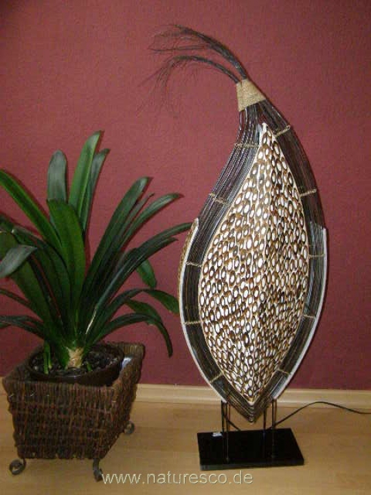 Originelle Bodenleuchte aus Bambus und Textil natur 120cm