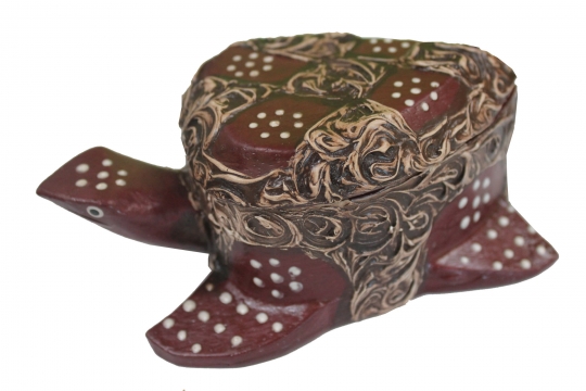 Süße Schildkröten-Dose aus Holz mit feiner Verzierung, rot 13cm