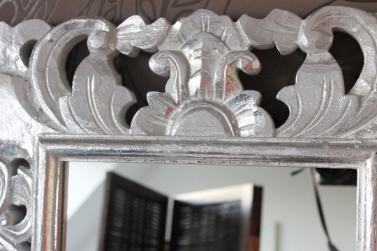 Eleganter Barockspiegel antik silber weiss 70cm x 60cm