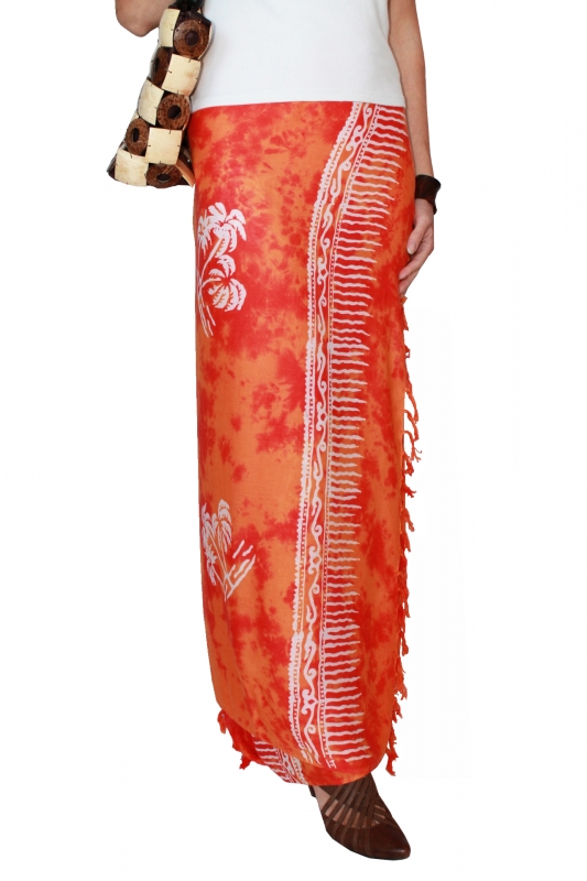 Farbenfroher Sarong orange mit Palmenmotiv 160 x 120 cm