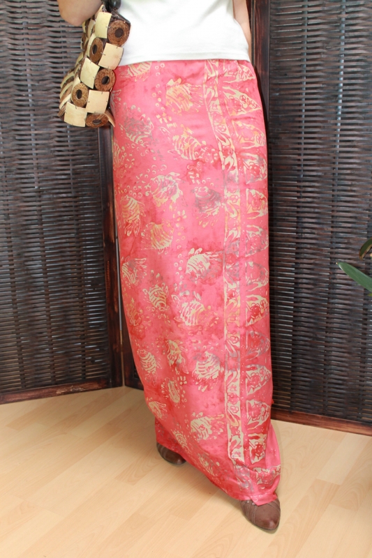Farbenfroher Sarong orange, lachs mit Fischmotiv 160 x 120 cm