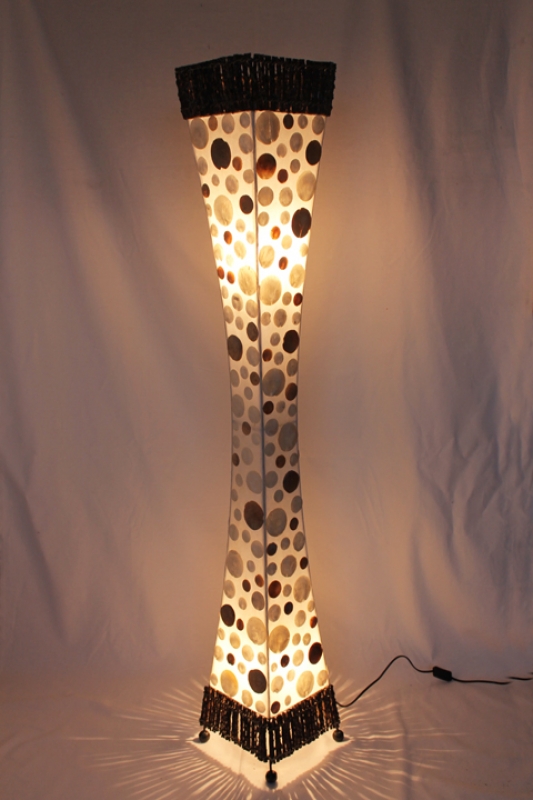 Elegante Bodenlampe "Perlmutt-Rings" 150cm