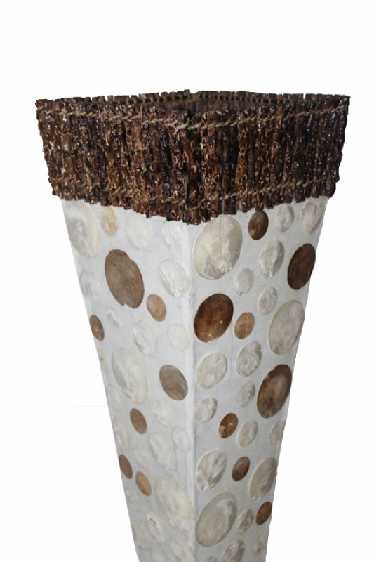 Elegante Bodenlampe "Perlmutt-Rings" 150cm