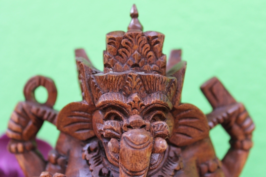 Edle Holzfigur Schnitzfigur Ganesha 17 cm