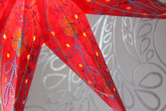 Weihnachtsstern Papierstern rot bestickt 60 cm