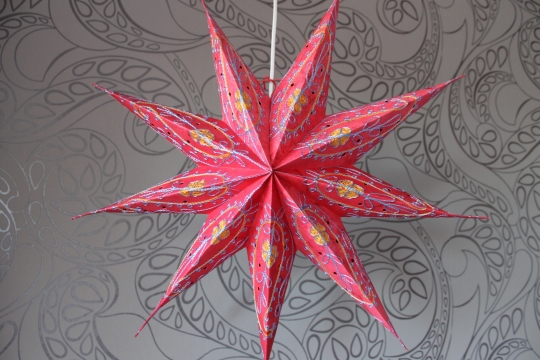 Weihnachtsstern Papierstern rot bestickt 60 cm