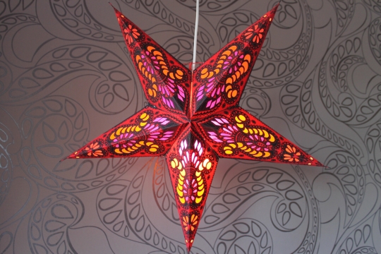 Hübscher Leuchtstern rot, lila, orange 44cm