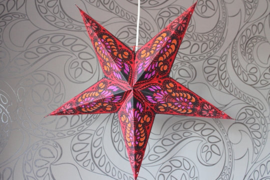 Hübscher Leuchtstern rot, lila, orange 44cm