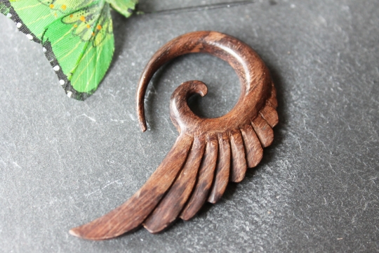 Expander Spirale in Flügelform aus Sono-Holz 4mm - 6mm