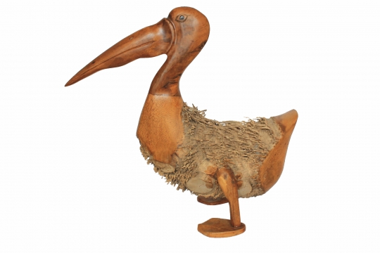 Dekorativer Pelikan aus Palmwurzel 40 cm