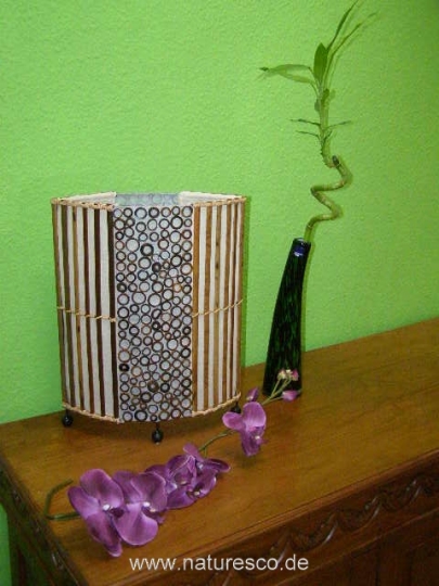 Originelle Tischleuchte "Bambusringe" 50cm