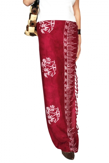 Farbenfroher Sarong violett fuchsia mit Palmenmotiv 160 x 120 cm