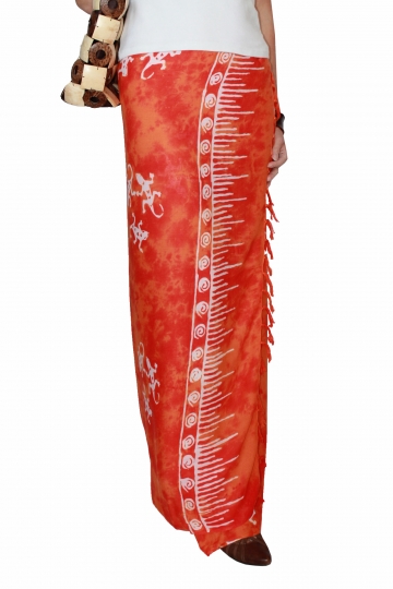 Farbenfroher Sarong orange mit Geckomotiv 160 x 120 cm