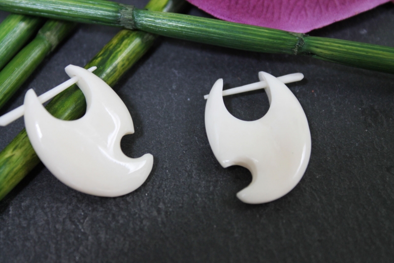 Paar Knochen Ohrringe Kreolen Creolen aus Büffelknochen Bone 25mm