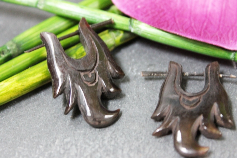 Horn-Ohrringe Tribal 35mm