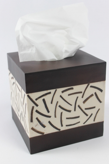 edle Tücherbox aus Holz und Kokosnuss 24cm