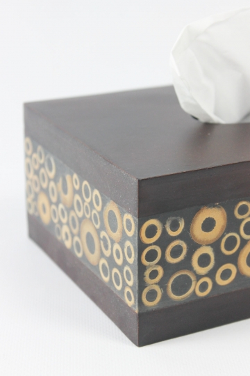 edle Tücherbox aus Holz und Bambus 24cm