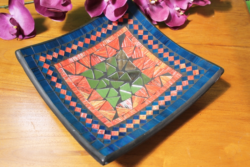 Dekorative Schale aus Terrakotta und Glasmosaik - 30 cm