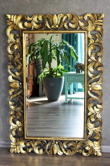 Barockspiegel Wandspiegel Barock Rokoko massiv Holz gold antik 127cm x 70cm 