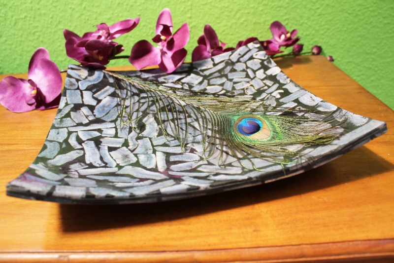 Außergewöhnliche Dekoschale aus blauer Zuchtkoralle - 30 cm