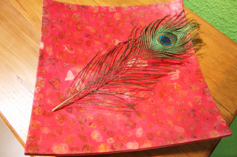 Außergewöhnliche Dekoschale aus roter Zuchtkoralle - 30 cm