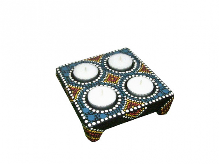 Teelichthalter Terrakotta Dot-Paint 14cm x 14cm