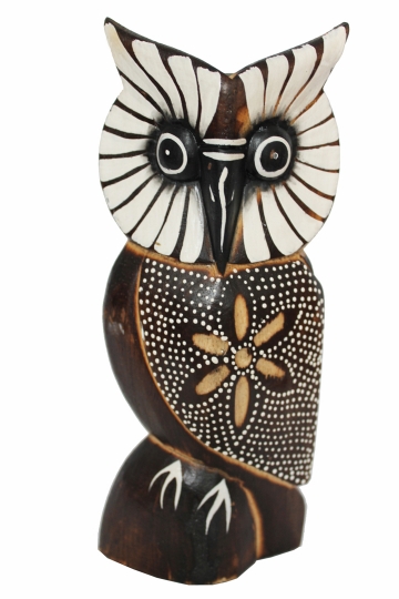 Holzfigur Eule bemalt 18 cm