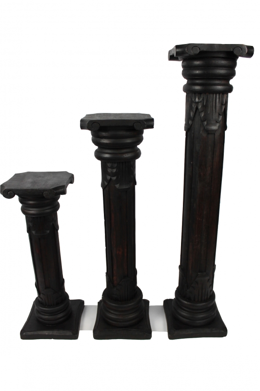 Dekorative Blumensäule massiv Holz dunkelbraun Höhen 60cm 80cm 100cm 120cm