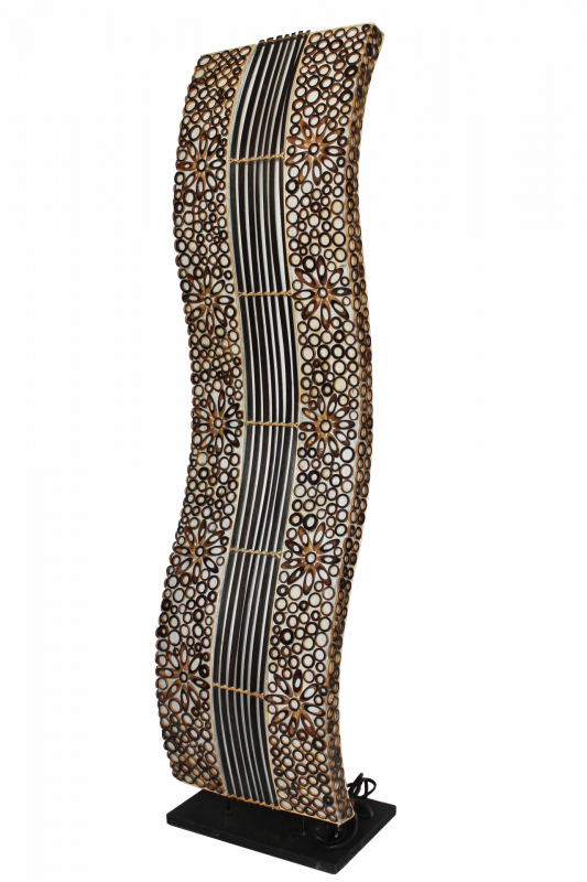 Elegante Boden-/Tisch-Lampe Bambus mit Textil natur 120cm