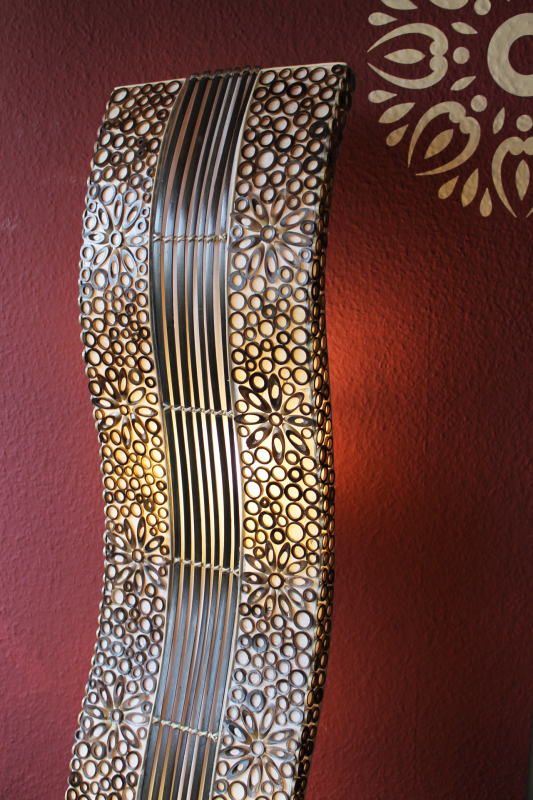 Elegante Boden-/Tisch-Lampe Bambus mit Textil natur 120cm
