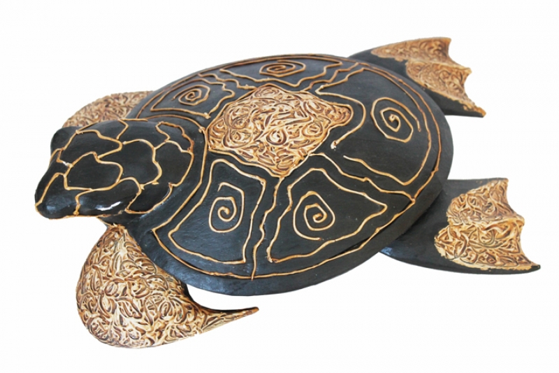 Holzfigur "River Turtle" 28cm