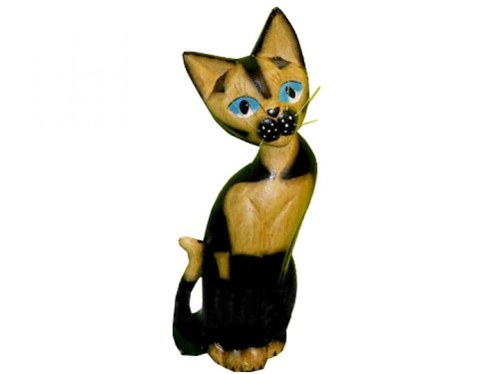 Holzkatze "Blue Eyes"