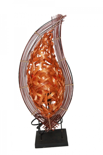 Originelle Tischlampe aus Rattan und Zweigen 57cm